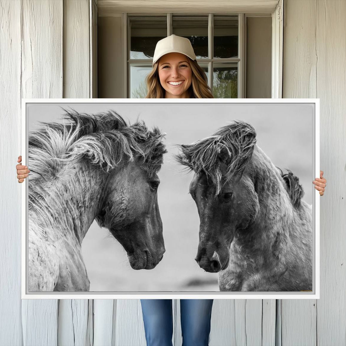 -White Horses Wall Art Canvas Print