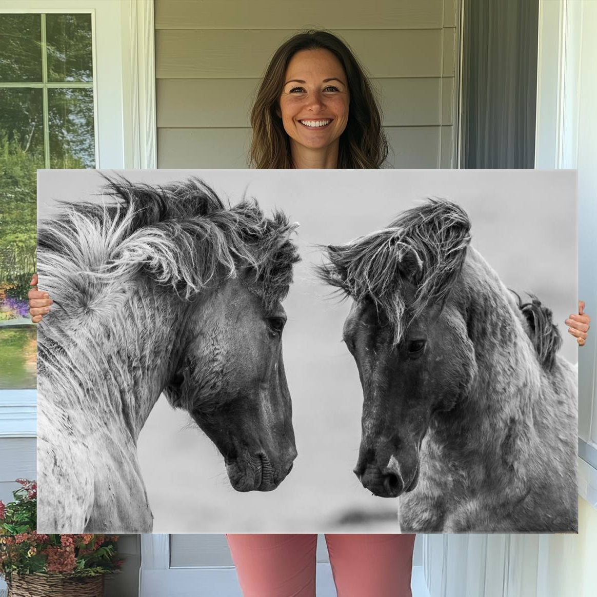 48234-MGV-CV-36X24-White Horses Wall Art Canvas Print