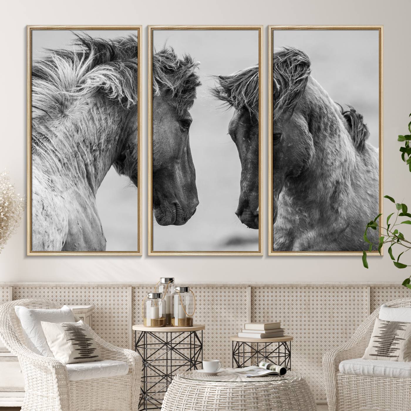 -White Horses Wall Art Canvas Print