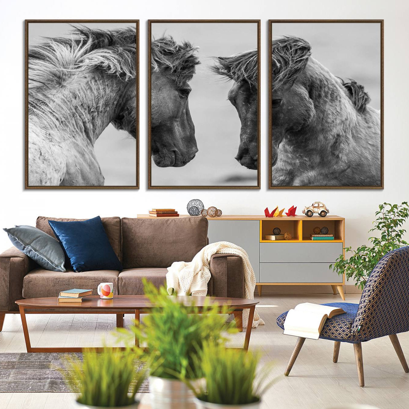 -White Horses Wall Art Canvas Print