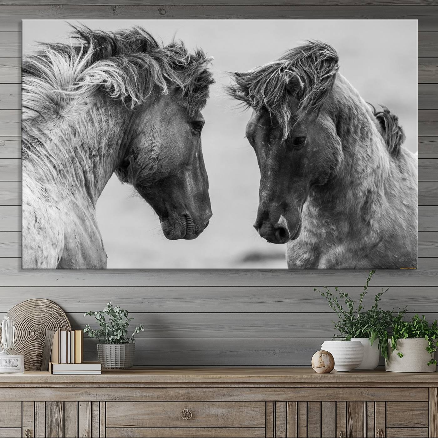 48234-MGV-CV-36X24-White Horses Wall Art Canvas Print