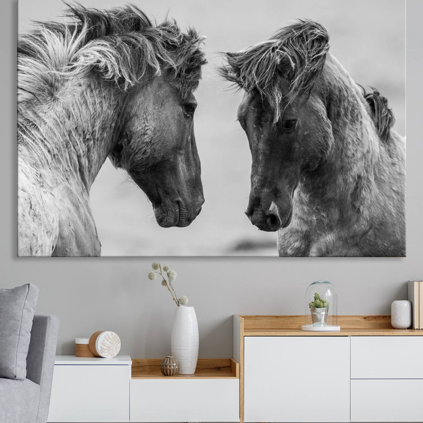 -White Horses Wall Art Canvas Print