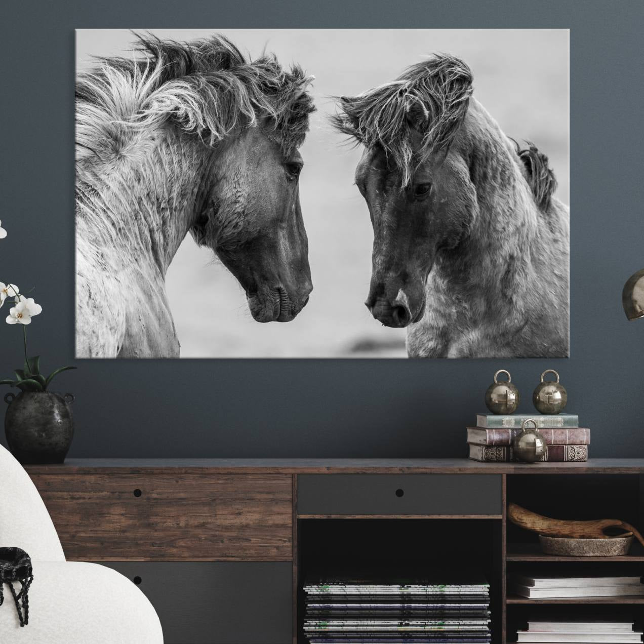 48234-MGV-CV-36X24-White Horses Wall Art Canvas Print