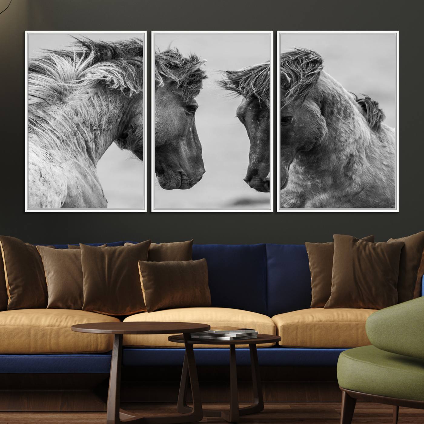 48234-MGV-FC-60X30-3P_White-White Horses Wall Art Canvas Print
