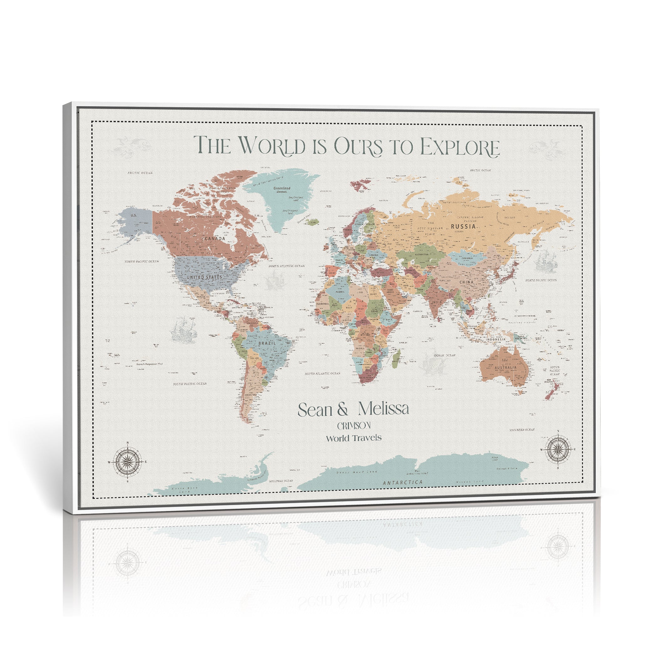 -Personalized Push Pin World Map Canvas – Custom Framed Travel Tracker Wall Art, Large Adventure Map with Pins for Home, Office