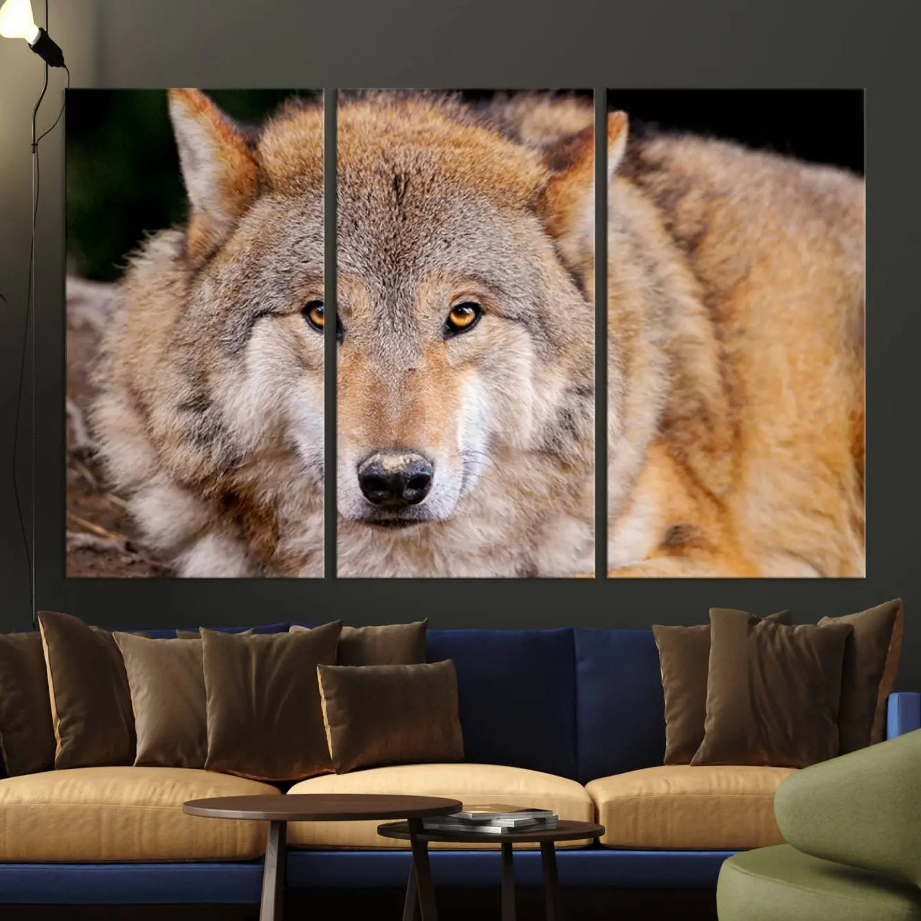 -Wild Wolf Wall Art Canvas Print, Framed Canvas Print, Modern Wild Animal Canvas