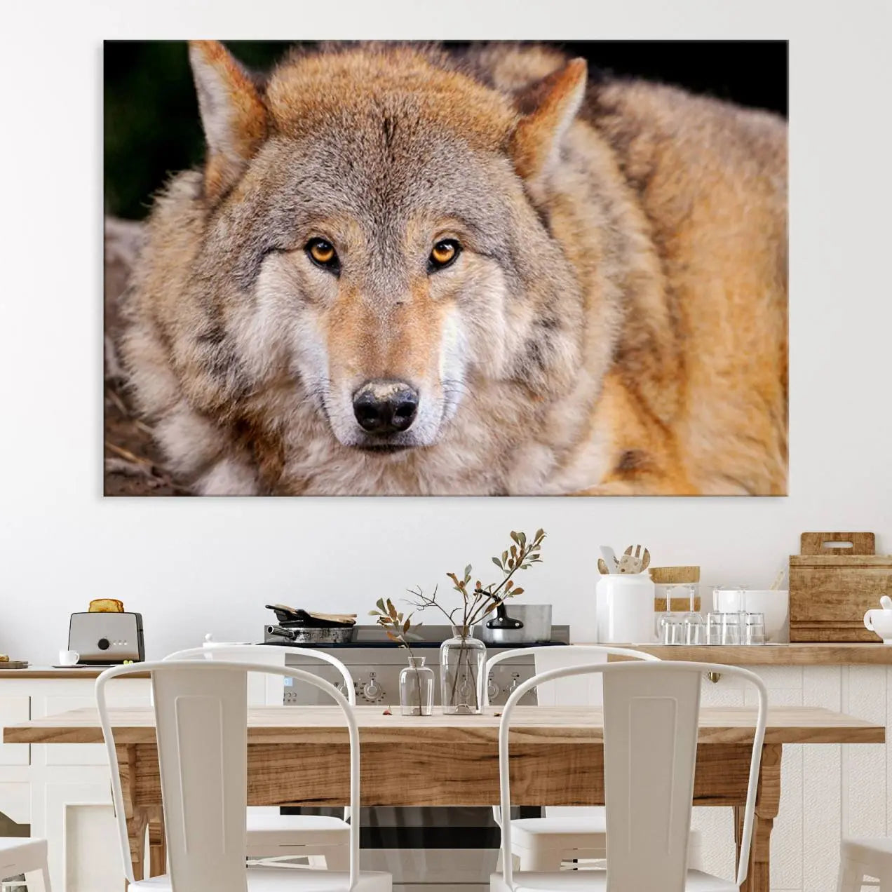 19805-MGV-CV-36X24-Wild Wolf Wall Art Canvas Print, Framed Canvas Print, Modern Wild Animal Canvas