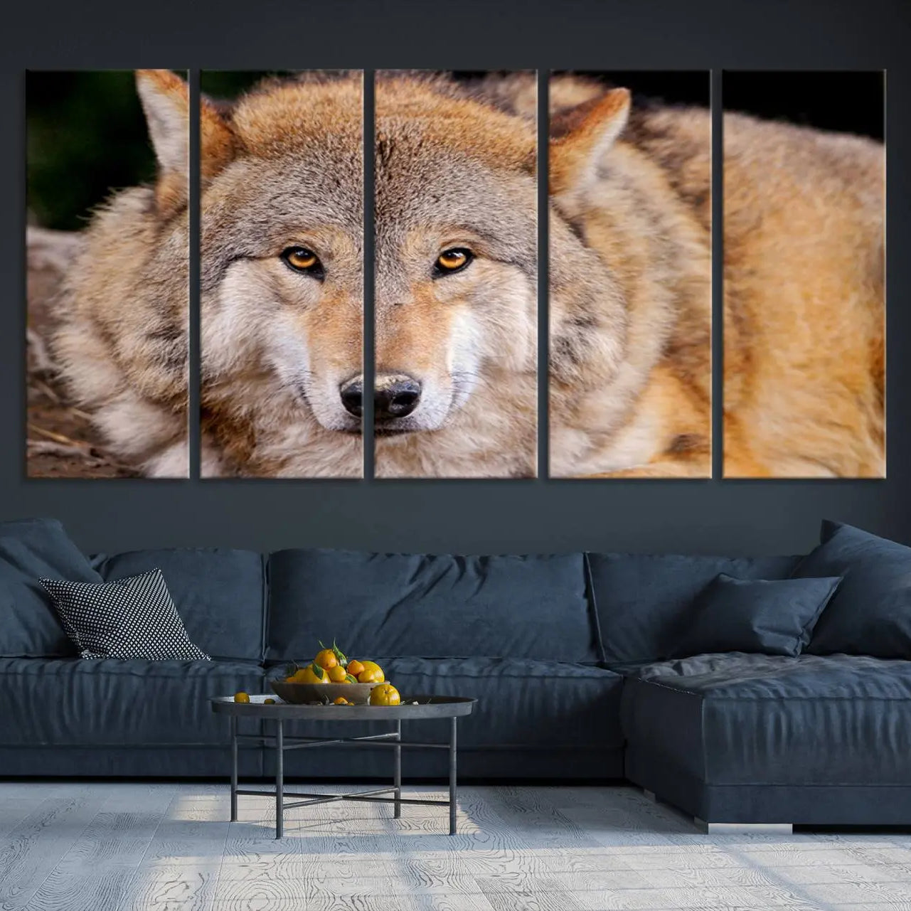 -Wild Wolf Wall Art Canvas Print, Framed Canvas Print, Modern Wild Animal Canvas
