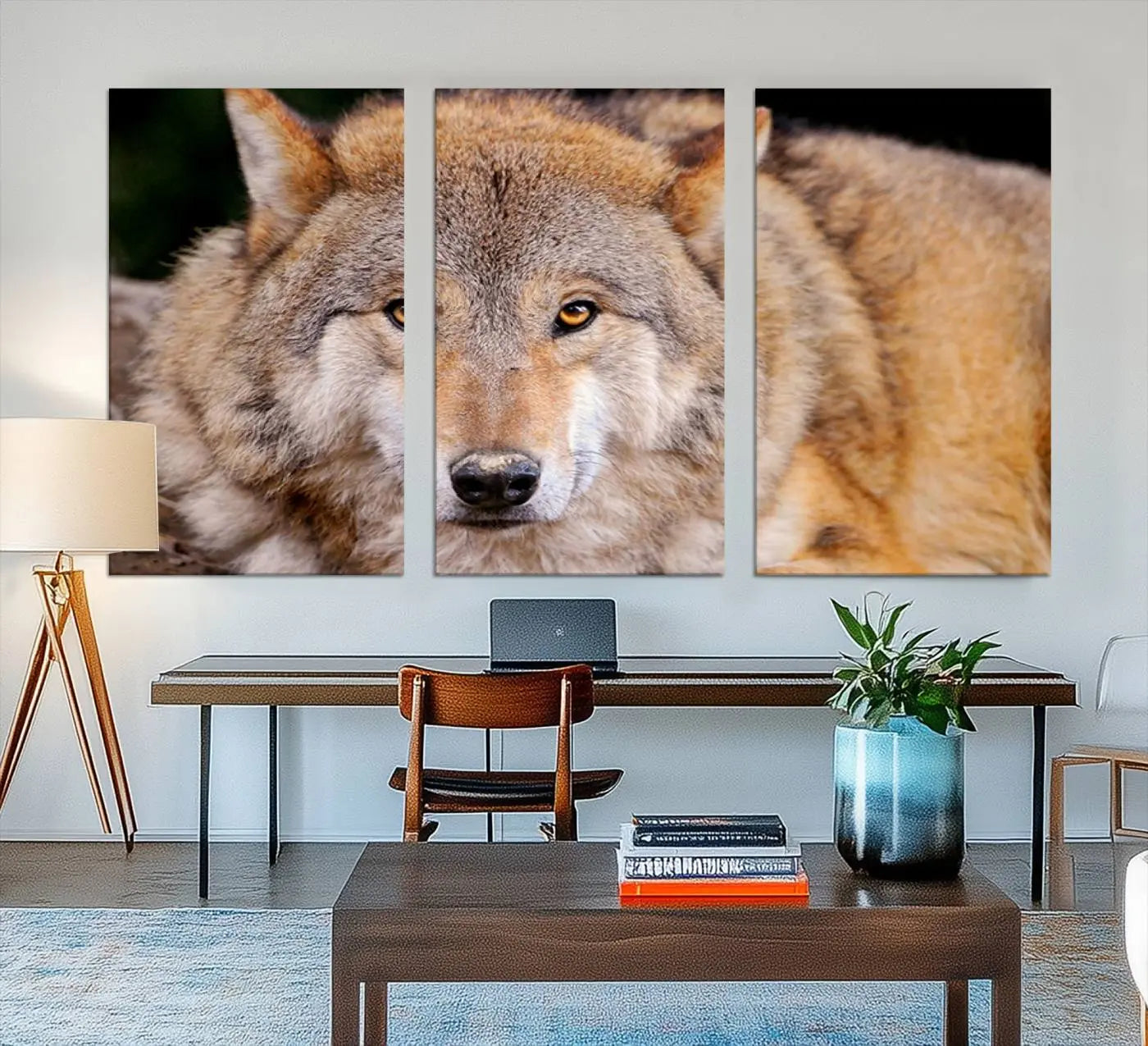 19805-MGV-CV-48X32-3P-Wild Wolf Wall Art Canvas Print, Framed Canvas Print, Modern Wild Animal Canvas