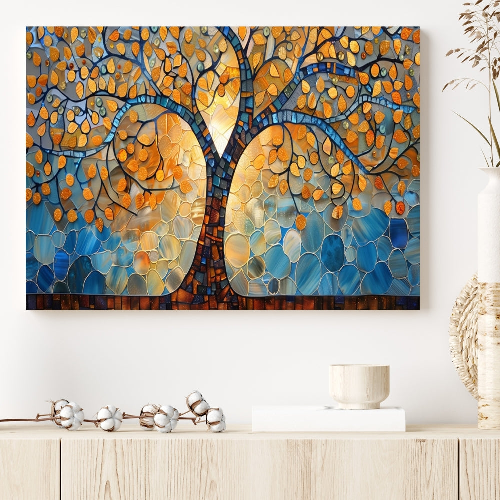 Edit-Images-Yggdrasil Tree of Life Mosaic Stained Glass Wall Art, Yggdrasil Tree of Life Mosaic Canvas Print