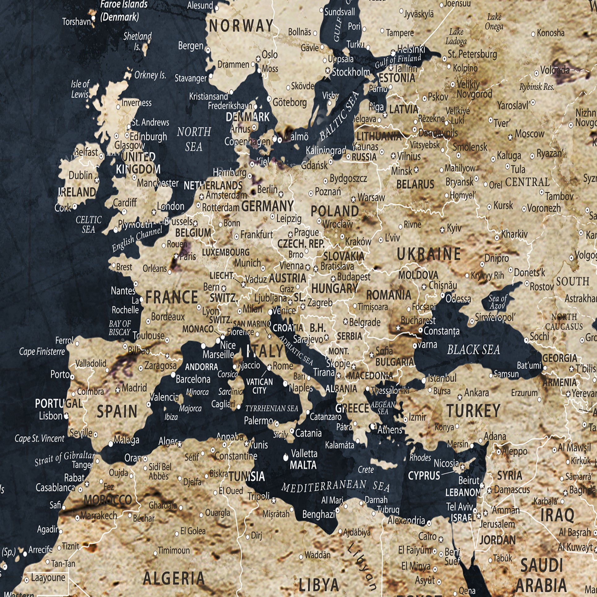 MAP502-MGV-CV-36X24-Personalized World Map Wall Art Canvas Print – Custom Push Pin Travel Map for Couples, Families, or Office Decor