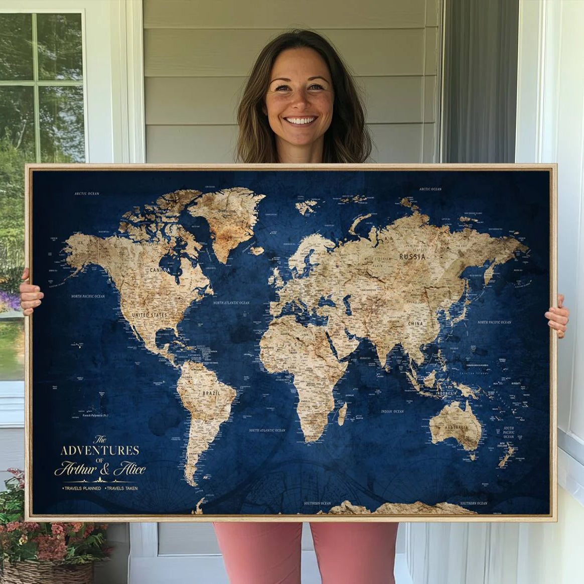 Personalized World Map Wall Art Canvas Print | Pins and Foam Included ...