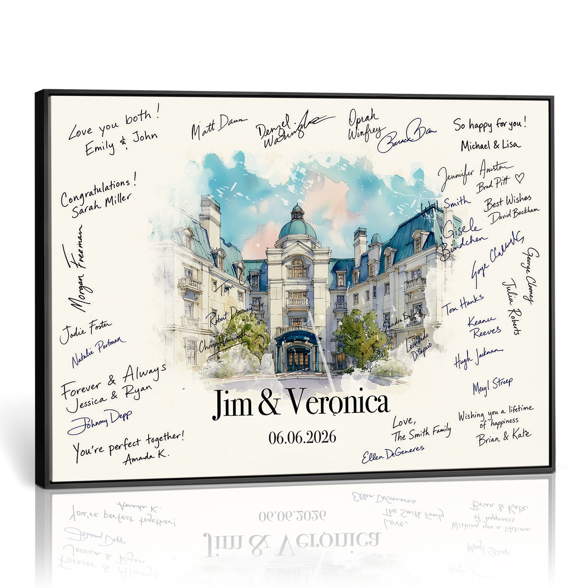 Castle Wedding Guest Book Alternative | Watercolor Canvas