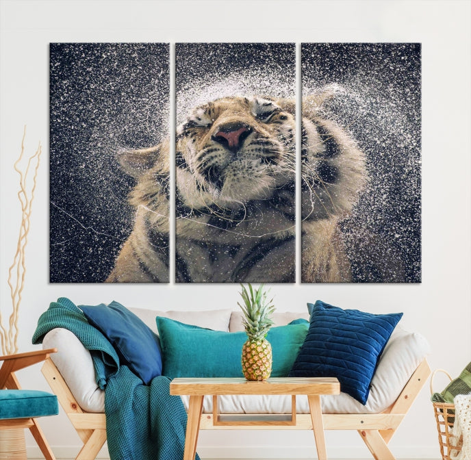 Tigre et pluie Impression sur toile