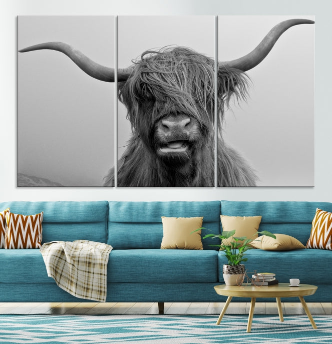 Texas Cow Wall Art Canvas Print