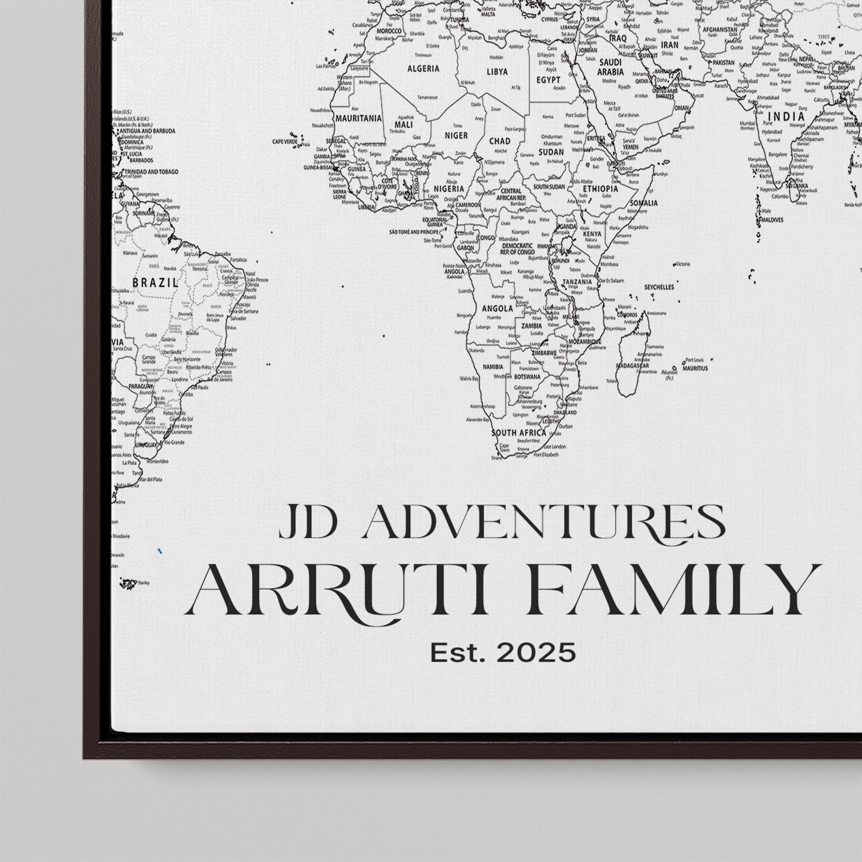 45566494-MGV-CV-36X24-Push Pin Framed World Map Personalized Canvas for Travel Adventures Custom Anniversary Gift Memory Tracker for Home or Office