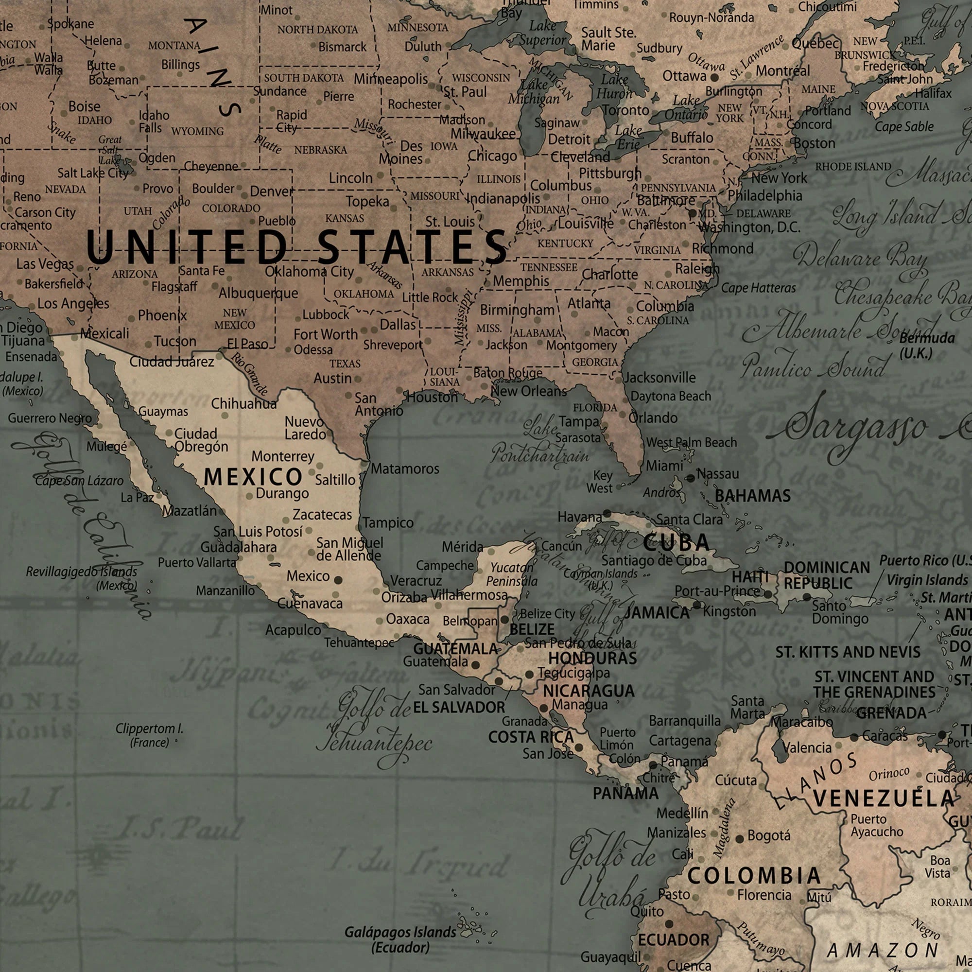 24734446-MGV-CV-36X24-Personalized World Map Wall Art Canvas Print, Custom Framed Push Pin World Map for Travel Tracker