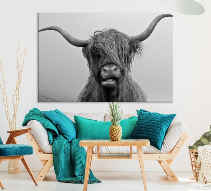 Texas Cow Wall Art Canvas Print