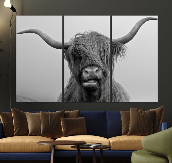 Texas Cow Wall Art Canvas Print