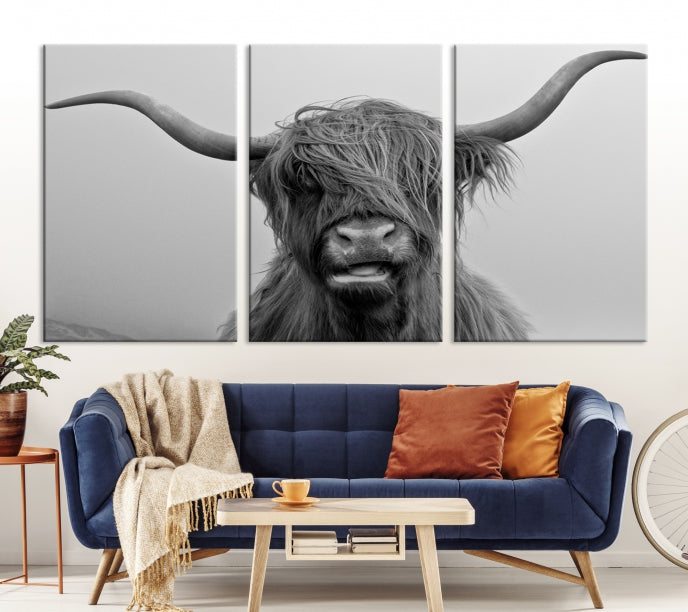 Lienzo decorativo para pared grande con vaca de Texas