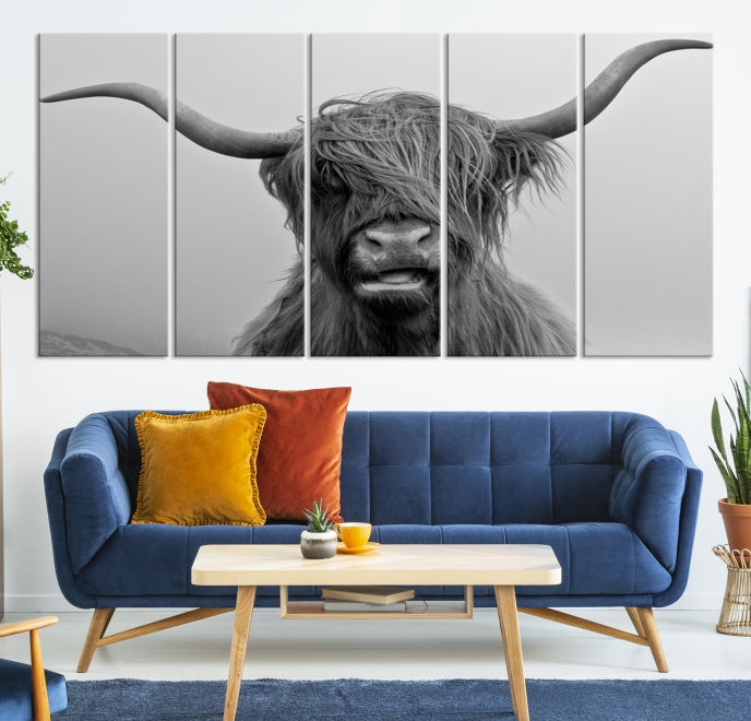 Lienzo decorativo para pared grande con vaca de Texas