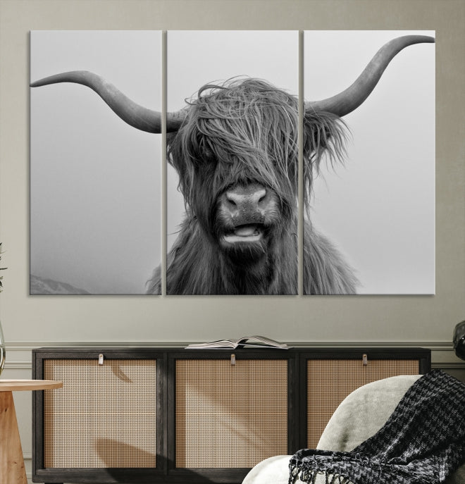 Texas Cow Wall Art Canvas Print