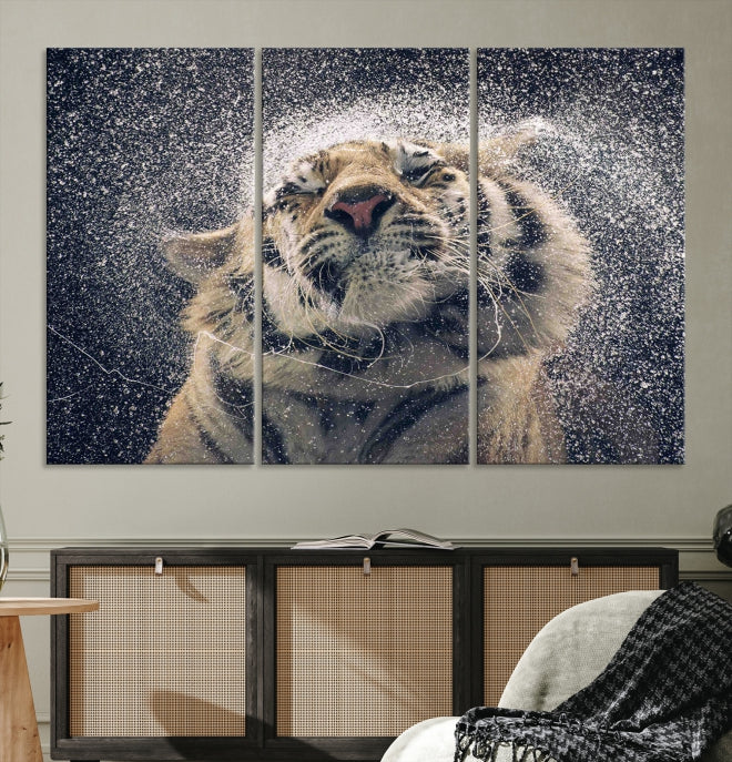 Tigre et pluie Impression sur toile