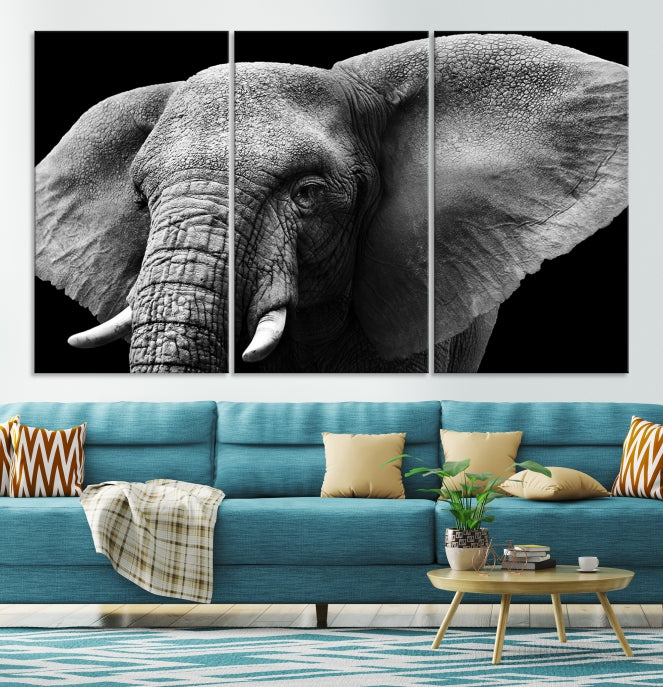 Big Elephant Close Up Wall Art Canvas Print