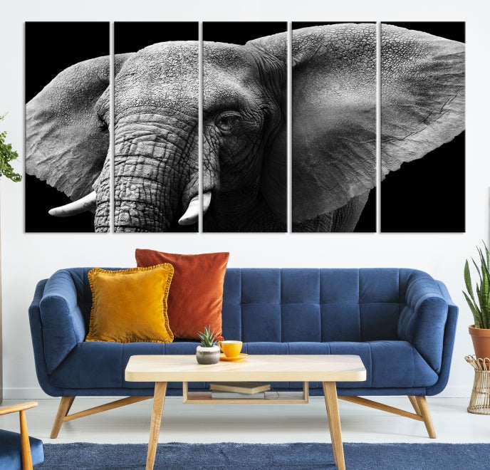 Gran elefante de cerca, arte de pared grande, impresión en lienzo