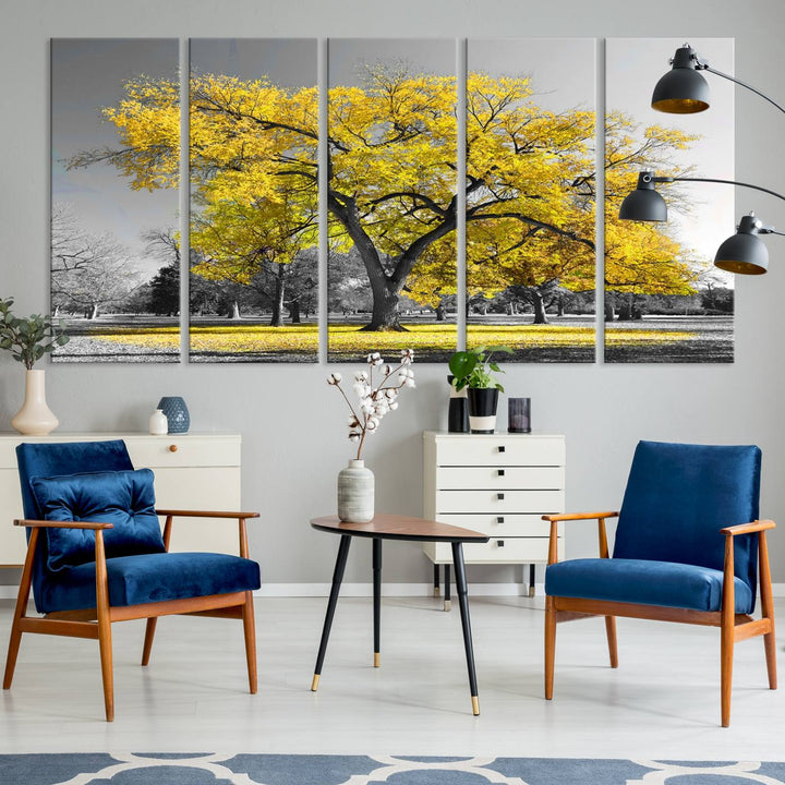 The Big Yellow Tree Canvas Print features vivid art on a ready-to-hang museum-quality canvas.