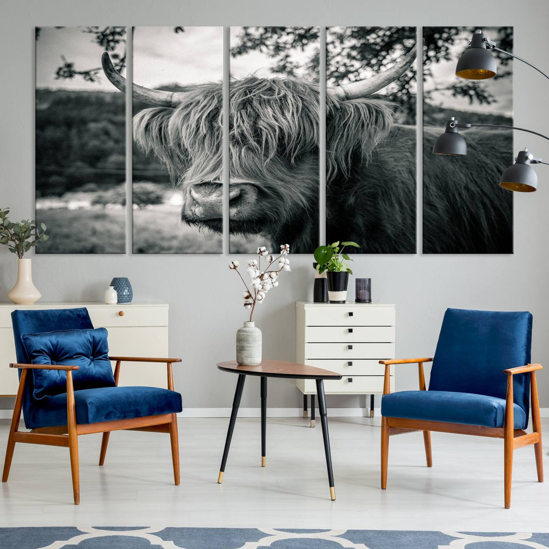 The Highland Cow Wall Art Canvas Print is displayed.