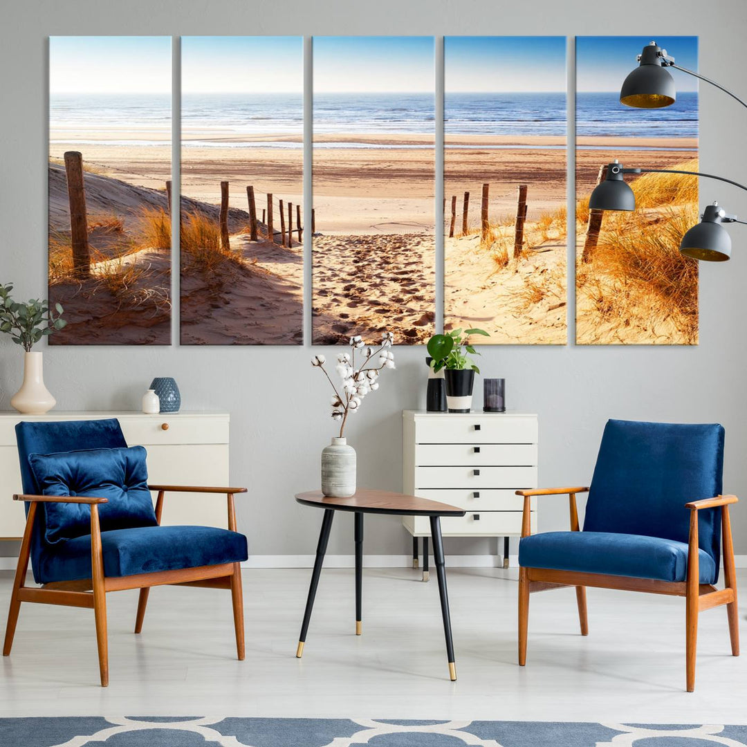 Serene Beach Path Canvas Art, Giclee Canvas Print with Gallery Wrap, Coastal Sand Dunes Wall Art Featuring Canon Print Quality