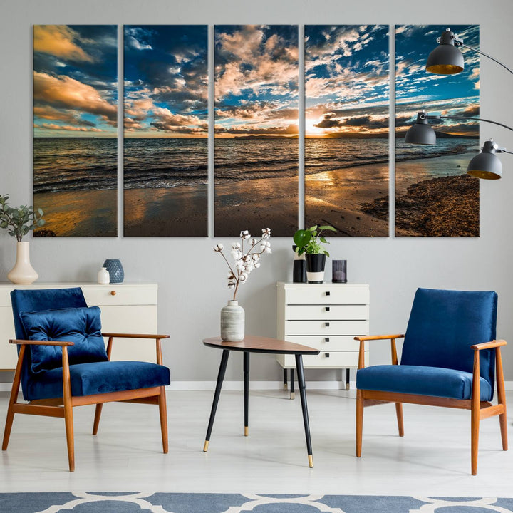 Beach Wall Art - Ocean Sunset Canvas.