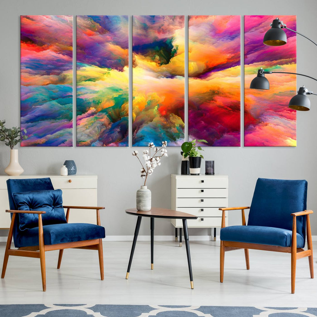 Blazing Vibrant Colors Cloud-like Wall Art Canvas Print adds flair to the space.