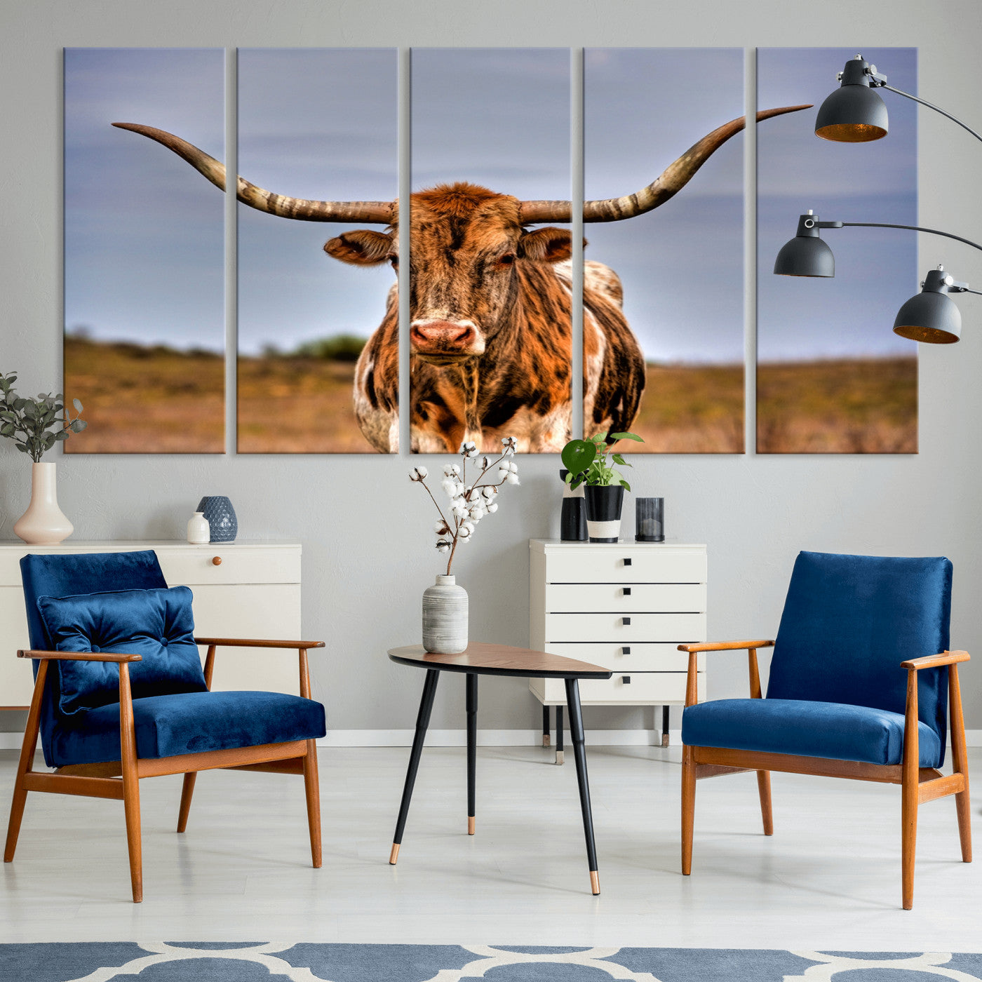 MGV-CV-60X31-5P - Texas Longhorn Wall Art Print