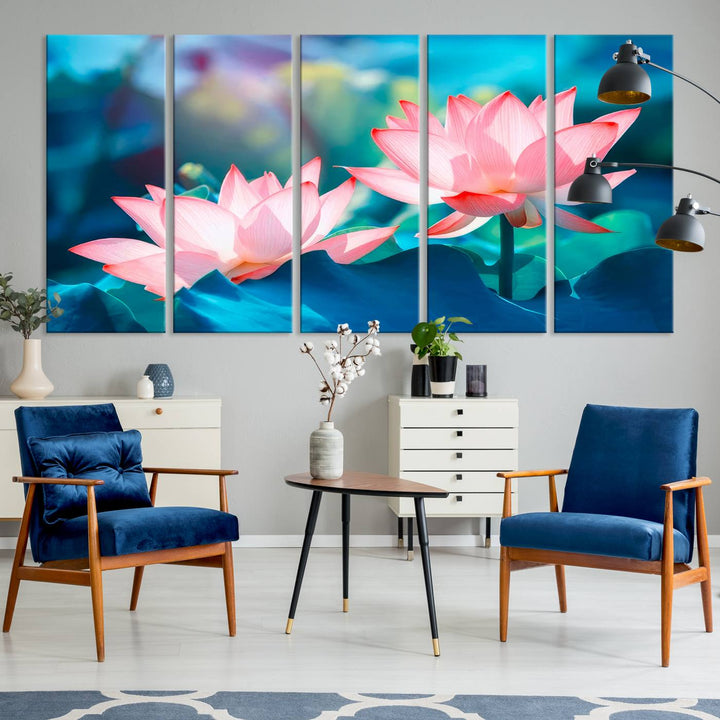 Pink Lotus Flower Canvas wall art.