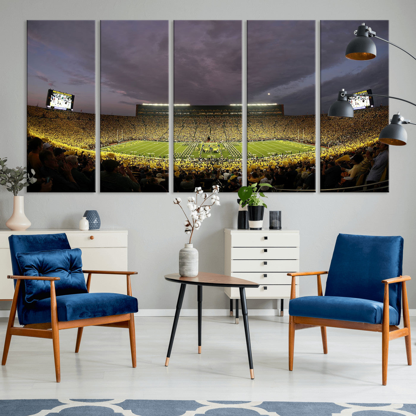MGV-CV-60X31-5P - Michigan Wolverines Football Team Print - Michigan Stadium Wall Art Canvas Print
