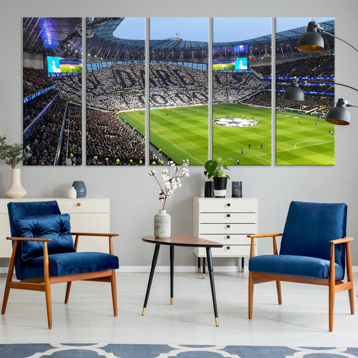 At Tottenham Hotspur Stadium, the Premier League wall art stands out.