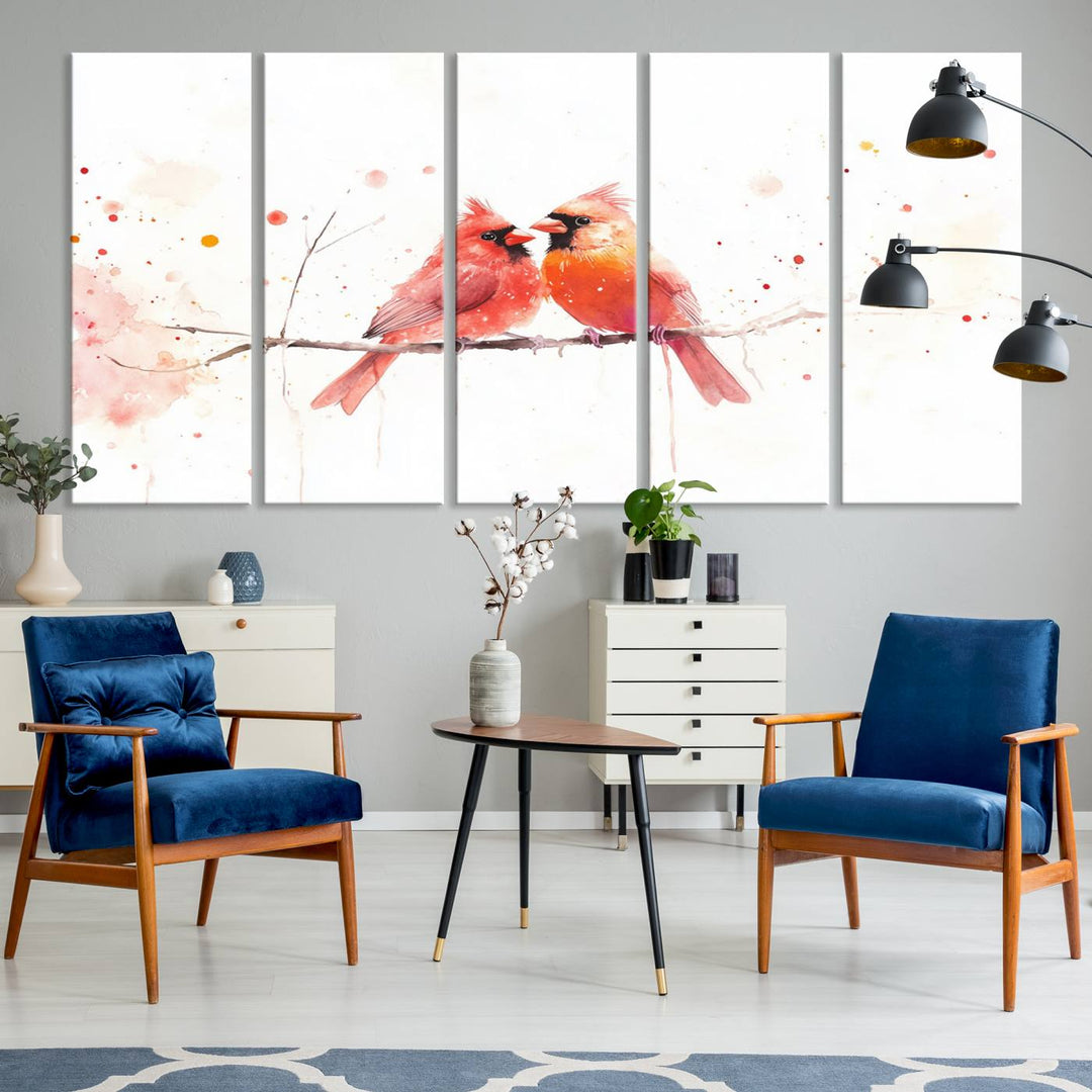 The Cardinal Bird Canvas Wall Art adds vibrant wildlife art to the wall.