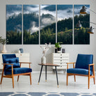 84598503-MGV-CV-36X24-Misty Forest Wall Art Canvas Print, Framed Pine Hills Art Picture Print, Moody Hills Perfect Moody Woodland Decor Artwork