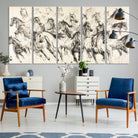 19433417-MGV-CV-36X24-Running Horses Wall Art Canvas Print, Framed Horse Sketch Art Picture Print, Galloping Herd Perfect Monochrome Western Decor