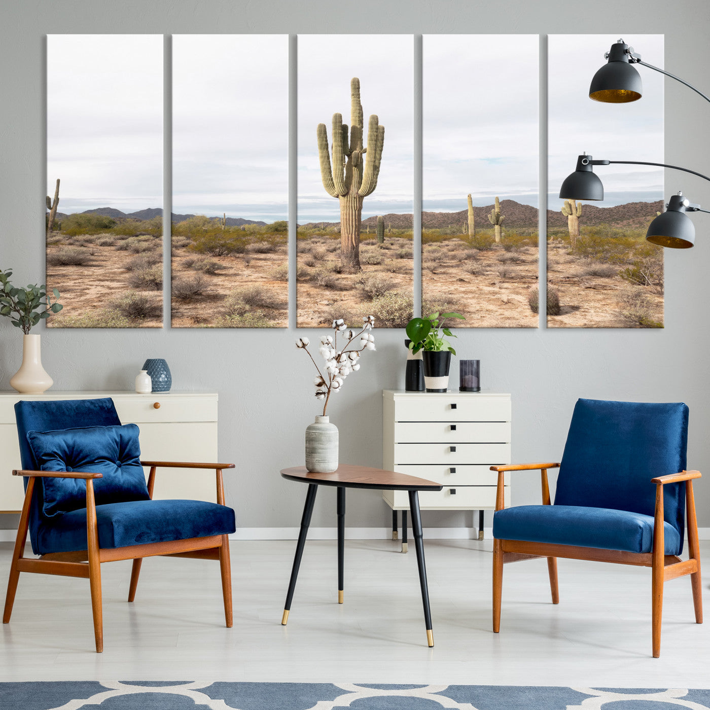 96147924-MGV-CV-36X24-Saguaro Cactus Wall Art Canvas Print, Framed Desert Art Picture Print, Minimalism Perfect Boho Decor, Framed Saguaro Cactus Canvas