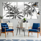 Edit-Images-Black and White Palm Tree Wall Art – Monochrome Tropical Canvas Print for Coastal or Minimalist Living Room Decor