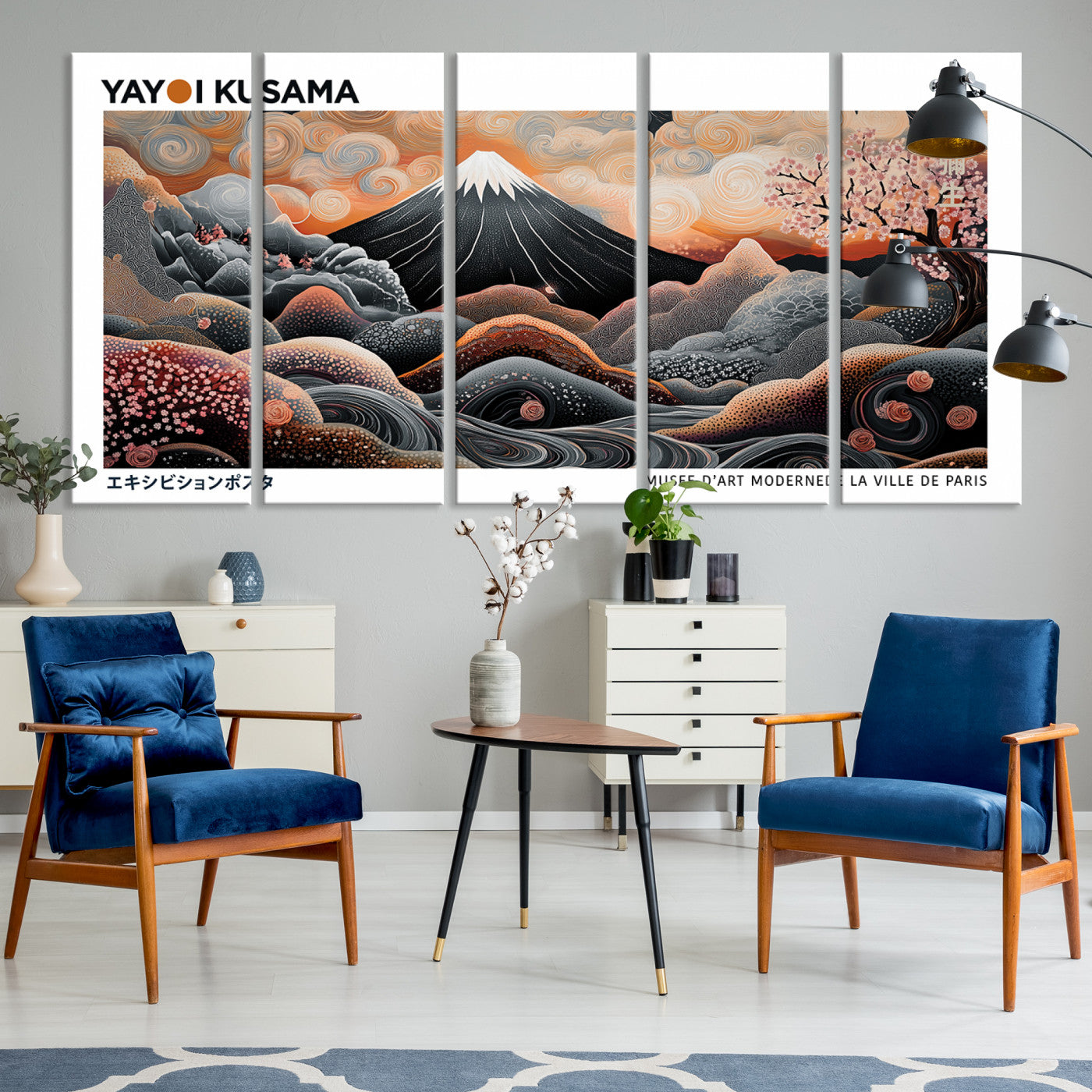 63125329-MGV-CV-36X24-Yayoi Kusama Wall Art Canvas Print, Framed Contemporary Dot Art Picture Print, Japanese Style Perfect Japanese Decor
