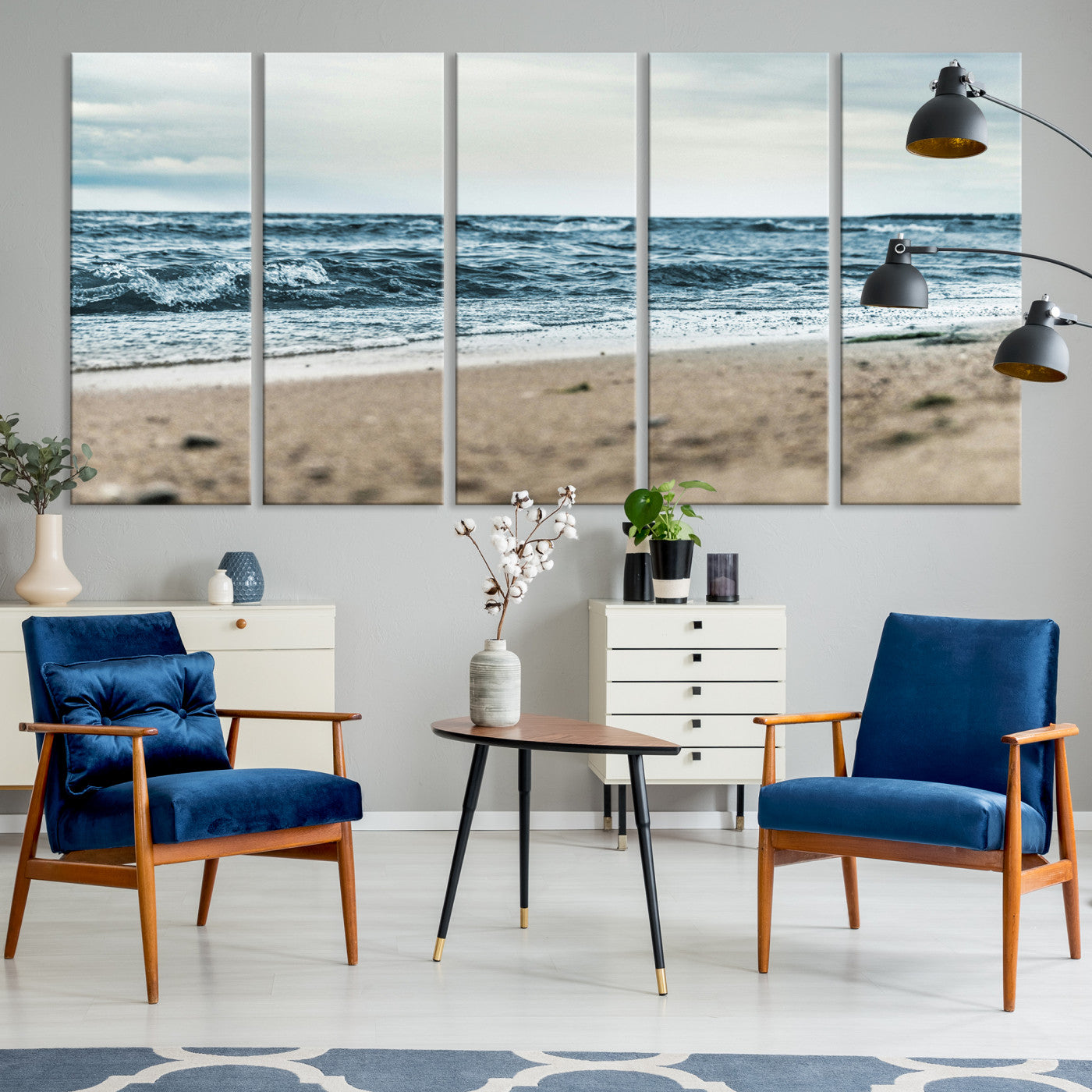 81812590-MGV-CV-36X24-Ocean Wall Art Canvas Print, Framed Coastal Canvas Art Picture Print, Moody Seascape Perfect Coastal Minimalist Decor Artwork