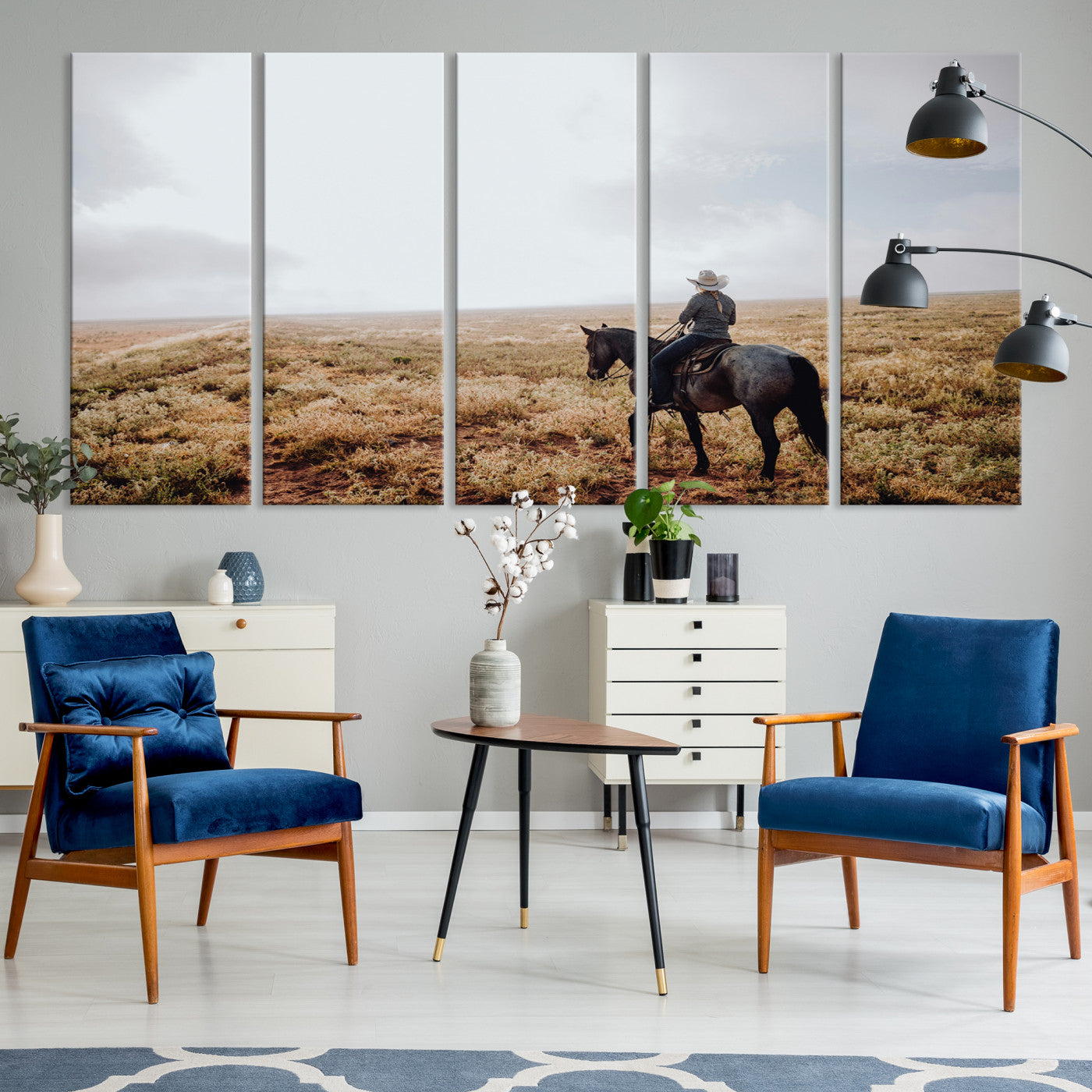 57597730-MGV-CV-36X24-Cowboy Wall Art Wall Art Canvas Print, Framed Western Canvas Art Picture Print, Rustic Ranch Scene Perfect Rustic Western Decor Artwork