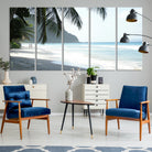 18311030-MGV-CV-36X24-Tropical Beach Wall Art Canvas Print, Framed Serene Ocean Art Picture Print, Palm Tree Shadows Perfect Tropical Coastal Decor Artwork