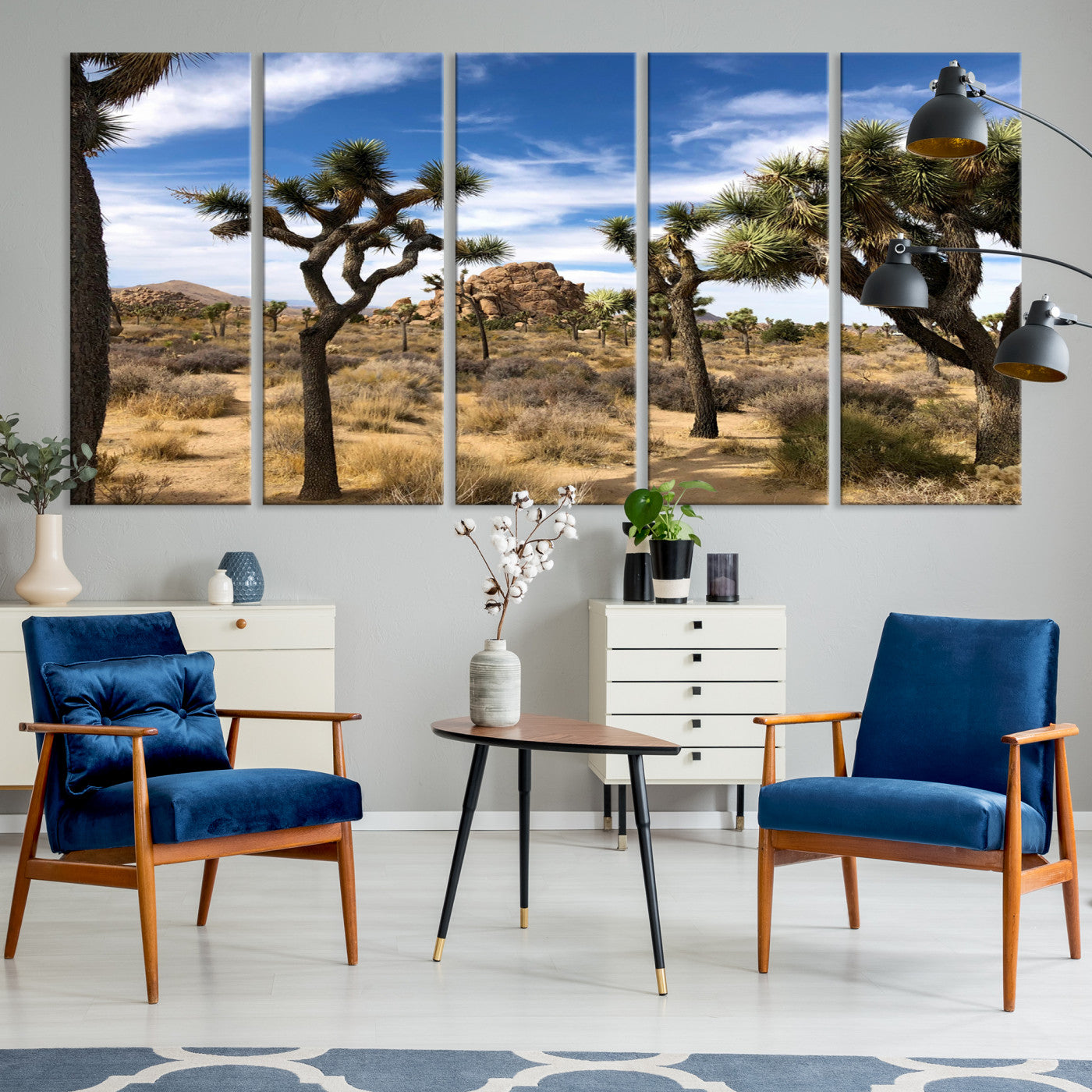 25722592-MGV-CV-36X24-Joshua Tree Desert Wall Art Canvas Print, Framed Southwestern Nature Art Picture Print, Rustic Earth Tones Perfect Southwestern Boho Decor