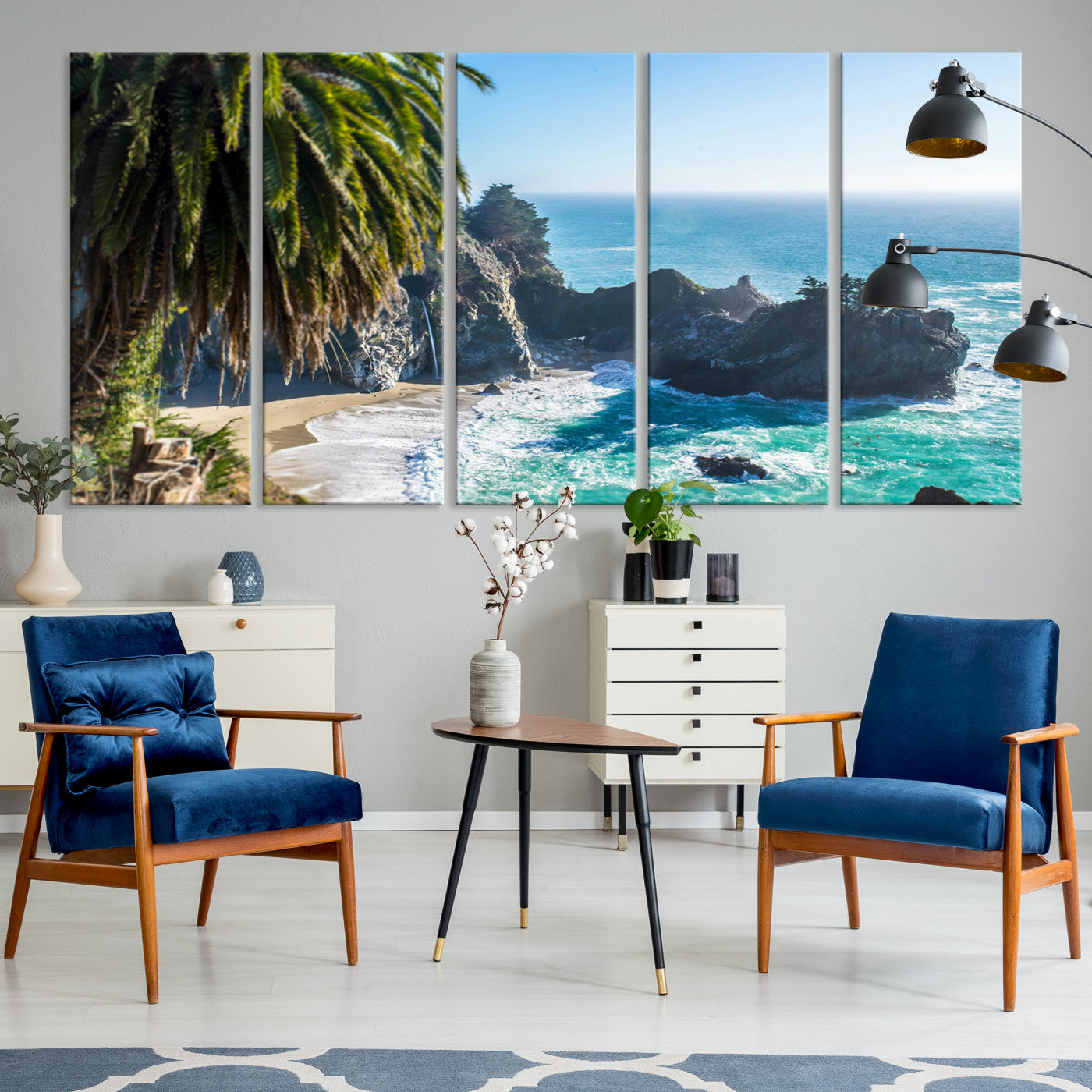 49714835-MGV-CV-36X24-Big Sur Photography Wall Art Canvas Print, Framed California Coastline Art Picture Print, Tropical Seascape Perfect Coastal Minimalist Decor