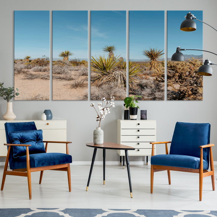 Joshua Tree Wall Art Canvas Print, Desert Landscape Print, Framed Warm Earth Tones Art Print, Large California Southwest Printing